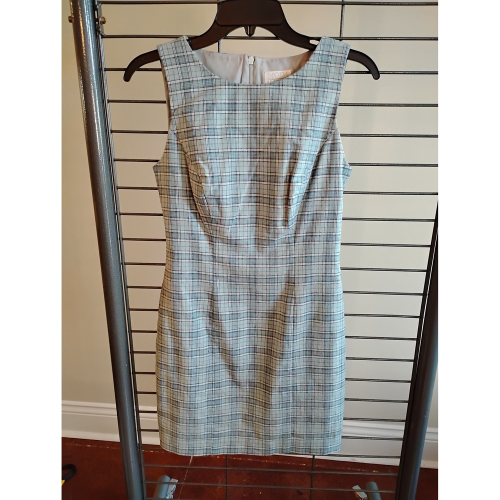 Moda International Blue Plaid Sleeveless‎ Sheath Dress Petite 2 131-026-417